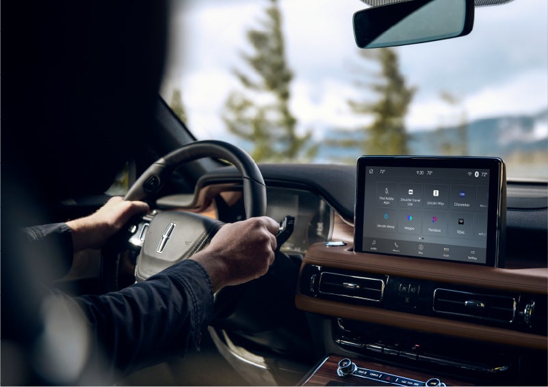 The Lincoln+Alexa app screen is displayed in the center screen of a 2023 Lincoln Aviator® Grand Touring SUV | Doggett Lincoln of Beaumont in Beaumont TX